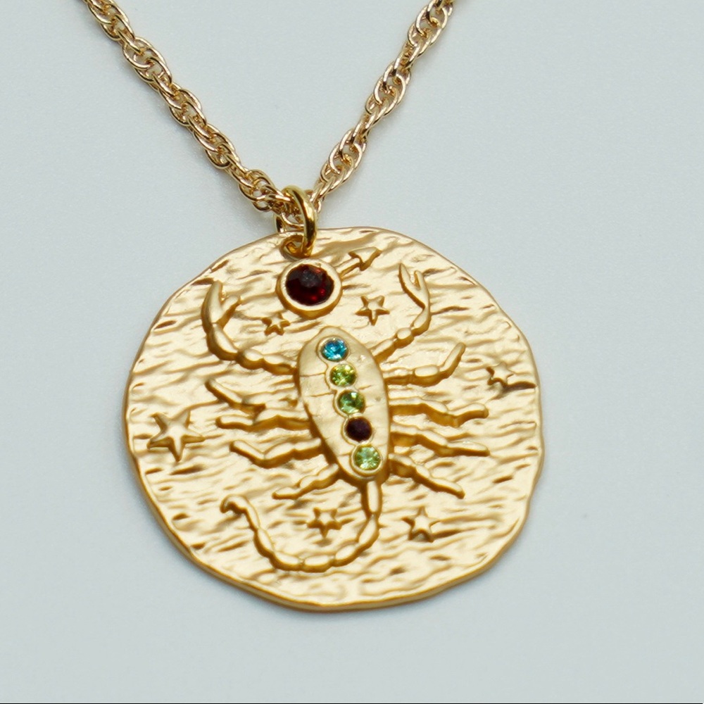 Zodiac SCORPIO coin necklace horoscope astrology
